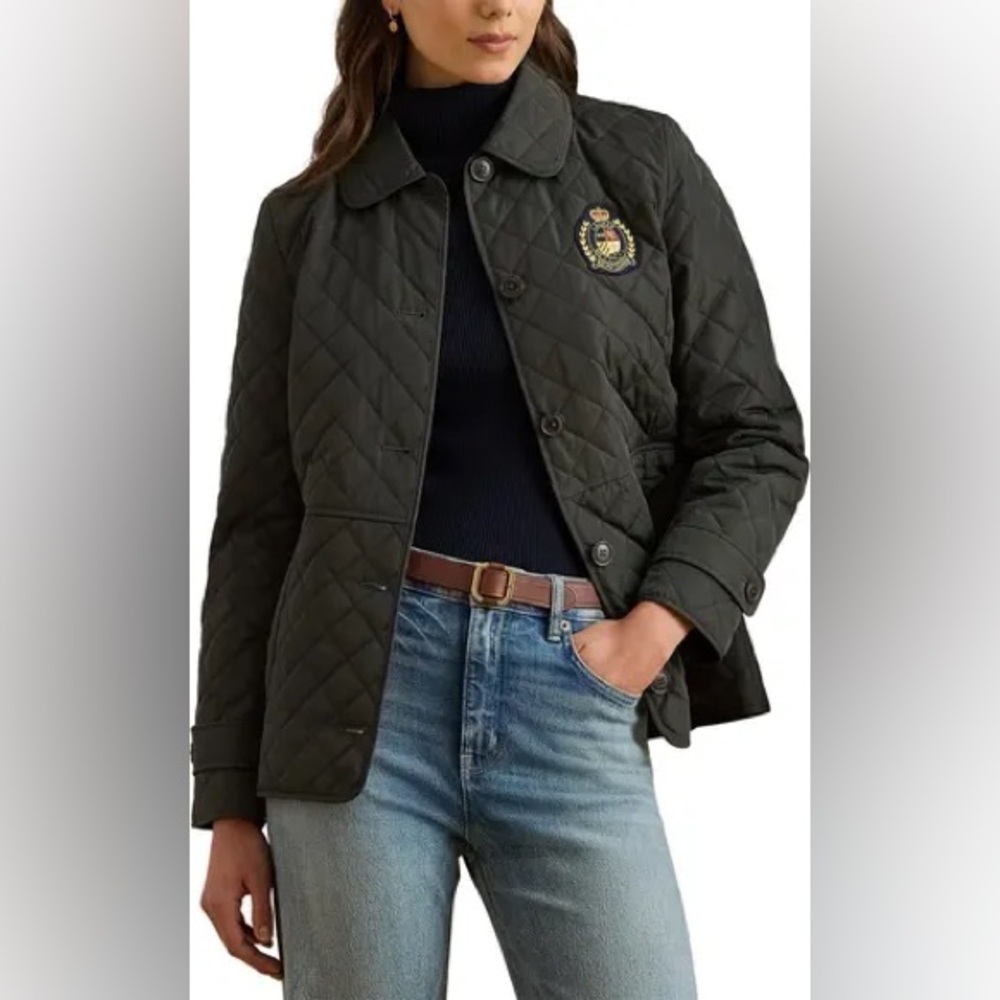 RALPH LAUREN Crest-Patch Diamond-Quilted Jacket Size Large NWT